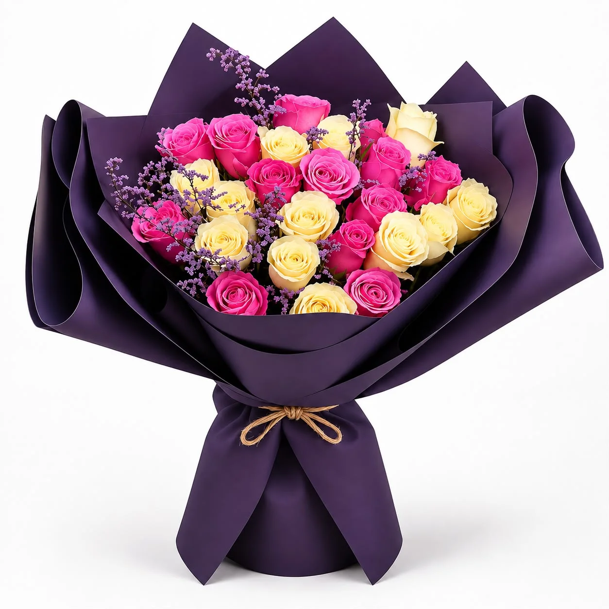 Elegance 15 White and Purple Rose Bouquet-2